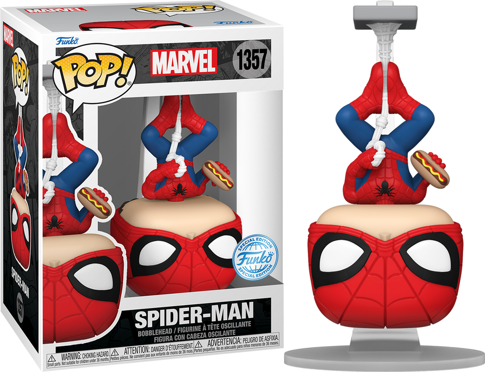 Spider-Man - Upside Down Spider-Man with Hot Dog Pop! Vinyl Figure