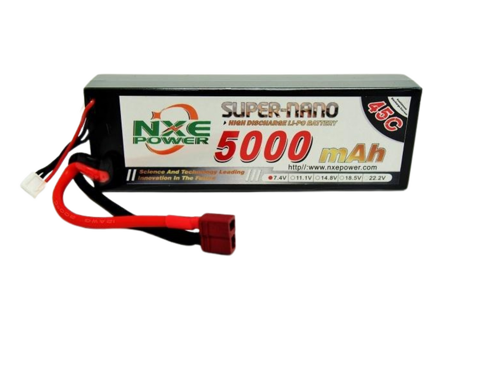 NXE 7.4v 5000mah 45c Hard case Lipo w/Deans
